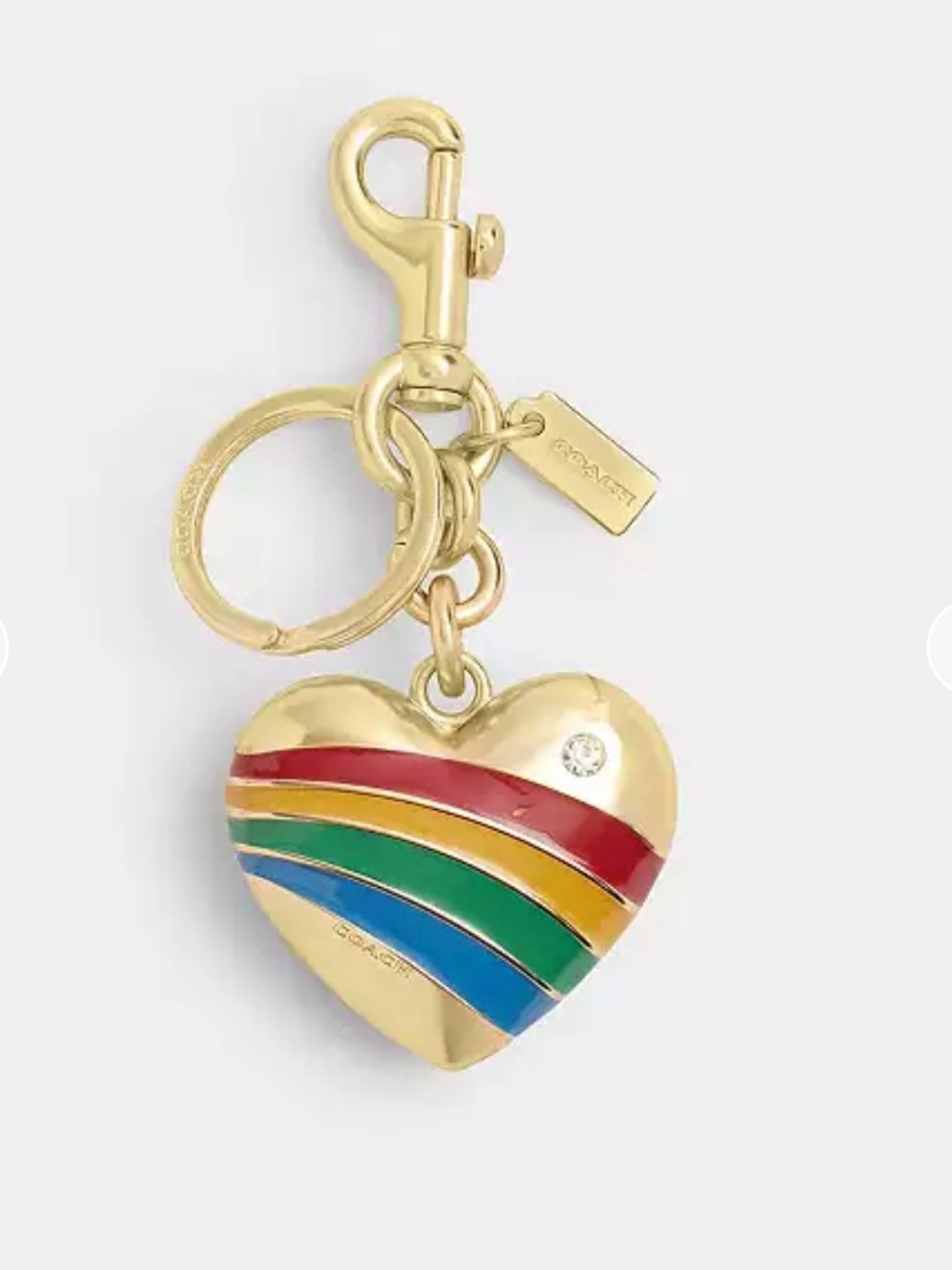 BNWT- Coach Gold Rainbow Heart Keychain Charm